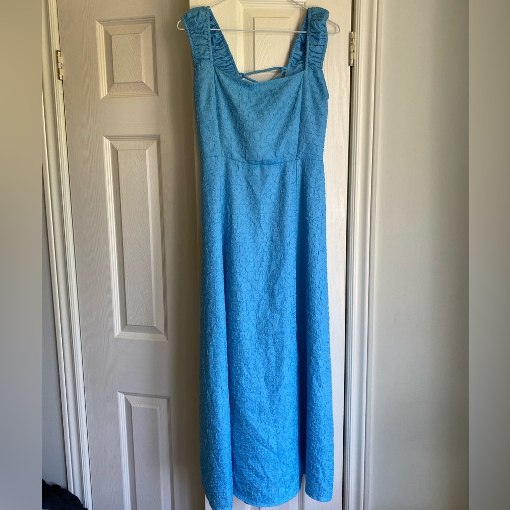 Astr Blue Ruffled Backless Midi Dress - Picture 6 of 8